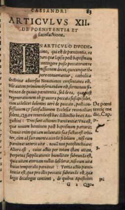 Articulus XII. De Poenitentia Et satisfactione.
