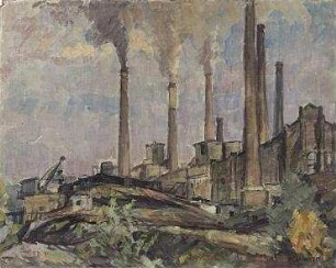 Fabrik bei Kalkberge Rüdersdorf - Rauchende Schornsteine