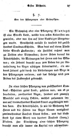 §. 7. Von den Pflanzungen oder Wohnplätzen.