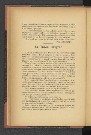 Le Travail Indigène.