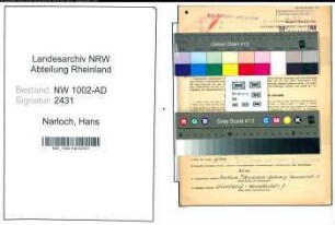 Entnazifizierung Hans Narloch, geb. 28.06.1894 (Verw.Inspektor)