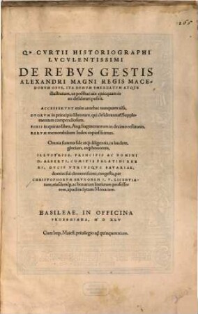 De rebus gestis Alexandri Magni regis Macedonum opus