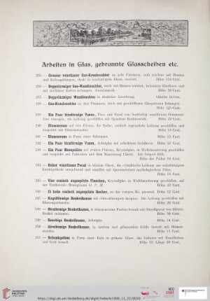 Arbeiten in Glas, gebrannte Glasscheiben etc. (Nr. 235-421)