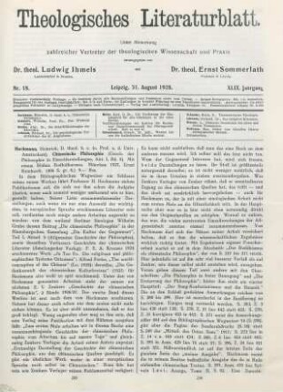 289-291 [Rezension] Hackmann, Heinrich, Chinesische Philosophie