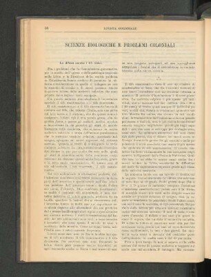 Scienze Biologiche E Problemi Coloniali.