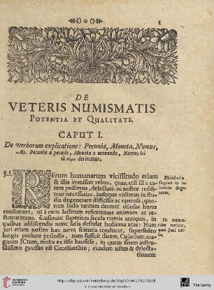 De Veteris Numismatis Potentia et Qualitate