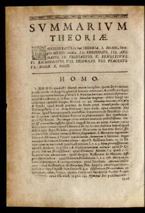 Summarium Theoriae. Homo.