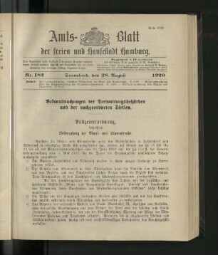 No. 182, 28. August 1920