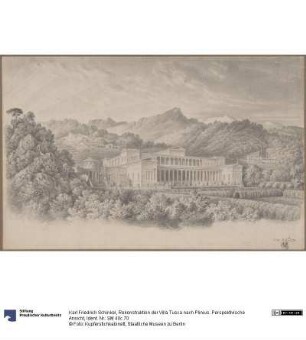 Rekonstruktion der Villa Tusca nach Plinius. Perspektivische Ansicht