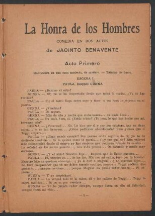 1922005900: La honra de los hombres : comedia en dos actos