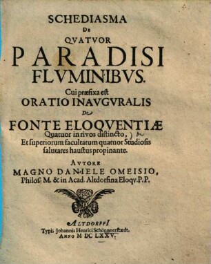 Schediasma De Quatuor Paradisi Fluminibus