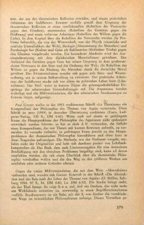 379-380 [Rezension] Siewerth, Gustav, Die Abstraktion und das Sein nach der Lehre des Thomas von Aquin