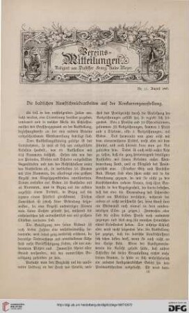 Vereinsmitteilungen Nr. 11 (August 1887)