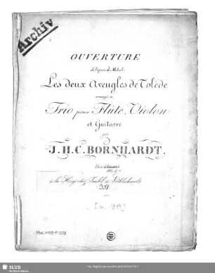 Ouverture de l'opera de Méhul: Les deux Aveugles de Tolède