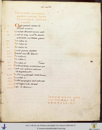 (205ra) Kapitelverzeichnis XIV.