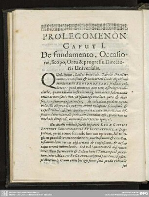 CAPUT I. De fundamento, Occasione, Scopo, Ortu & progressu Directorii Universalis.