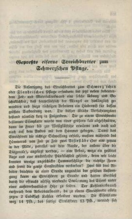Gepreßte eiserne Streichbretter zum Schwerzschen Pfluge.