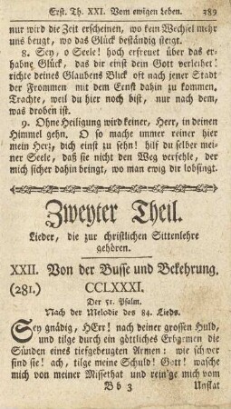 Zweyter Theil. Lieder, die zur christlichen Sittenlehre gehören