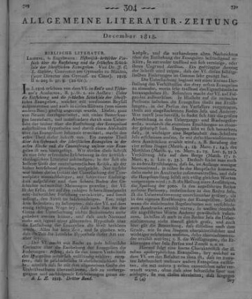 Gieseler, J. C. L.: Historisch kritischer Versuch über die Entstehung und die frühesten Schicksale der schriftlichen Evangelien. Leipzig: Engelmann 1818