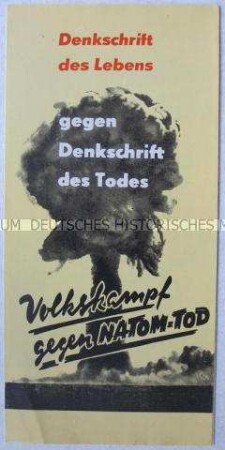 Propagandaschrift der SED-Kreisleitung Gera gegen die geplante atomare Aufrüstung der Bundesrepublik