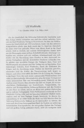 Ulf Wachholtz : * 16. Oktober 1920, + 26. März 1969