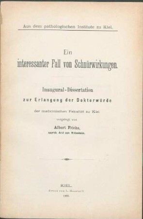 Ein interessanter Fall von Schnürwirkungen