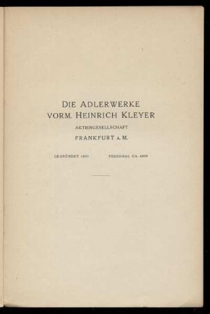 Die Adlerwerke Vorm. Heinrich Kleyer
