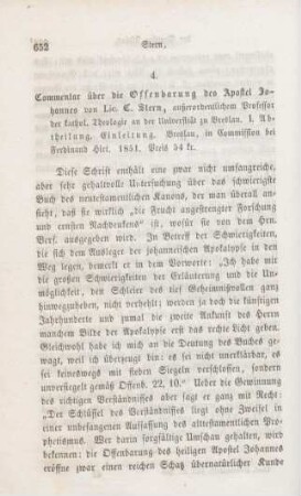 652-659 [Rezension] Stern, Carl, Commentar über die Offenbarung des Apostel Johannes
