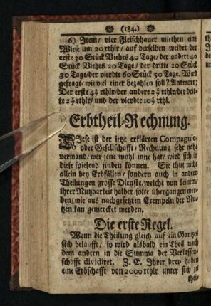 Erbtheil - Rechnung