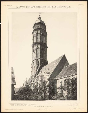 Jacobikirche, Göttingen: Ansicht (aus: Blätter für Architektur und Kunsthandwerk, 8. Jg., 1895, Tafel 99)