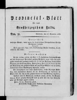 Num. 38, Ausgabe vom 23. September 1818