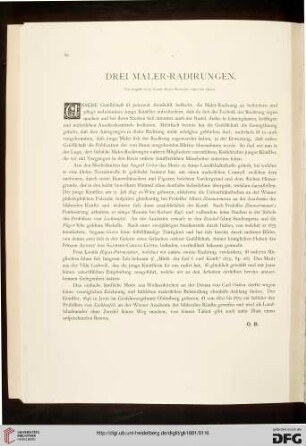 Drei Maler-Radirungen: von August Grösz, Louise Begas-Parmentier und Carl Onken