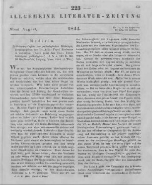 Vogel, J.: Erläuterungstafeln zur pathologischen Histologie. Leipzig: Voss 1844