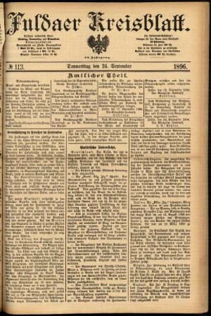Erste Ausgabe vom Donnerstag, den 24. September 1896.