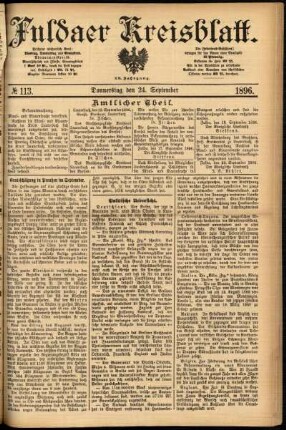Erste Ausgabe vom Donnerstag, den 24. September 1896.