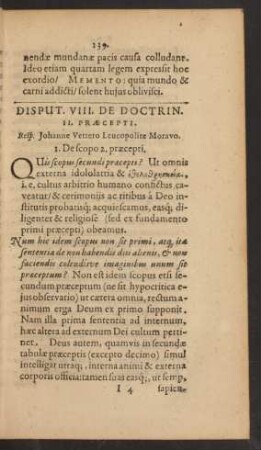 Disput. VIIII. De Doctrin. II. Praecepti.