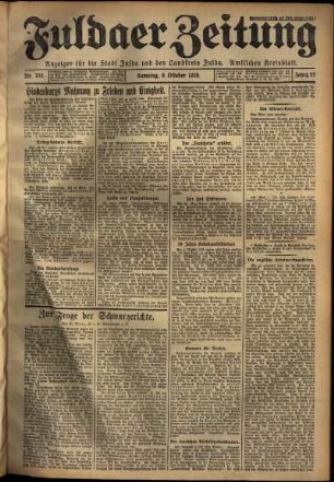Erste Ausgabe vom Samstag, den 06. Oktober 1928.