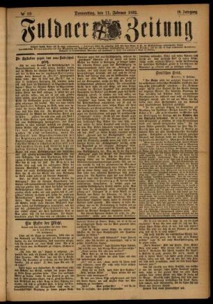Ausgabe vom Donnerstag, den 11. Februar 1892.