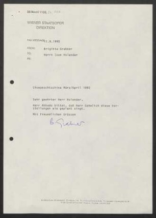 Brief an Ioan Holender, 11.09.1990