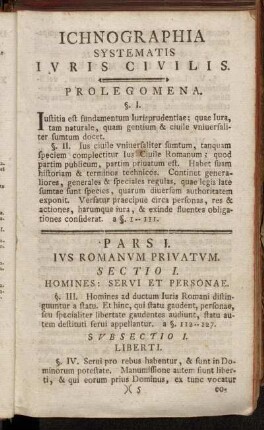 Ichnographia Systematis Ivris Civilis.