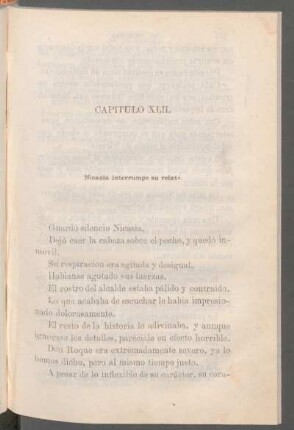 Capítulo XLII. - Nicasia interrumpe su relato.