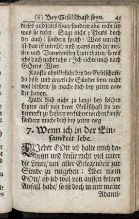 7. Wenn ich in der Einsamkeit lebe.