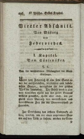 Vierter Abschnitt. Von Mästung des Federviehes.