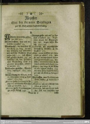 Register über die fernere Beyfugen zur S. Gothaischen Landesordnung