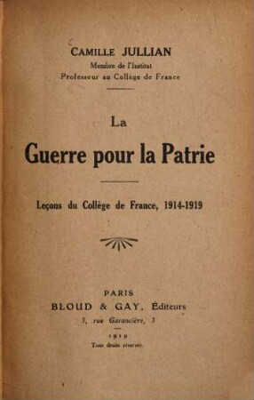 La Guerre pour la patrie