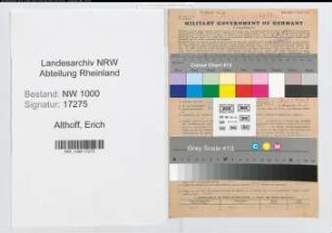 Entnazifizierung Erich Althoff, geb. 04.04.1894 (Vertreter)