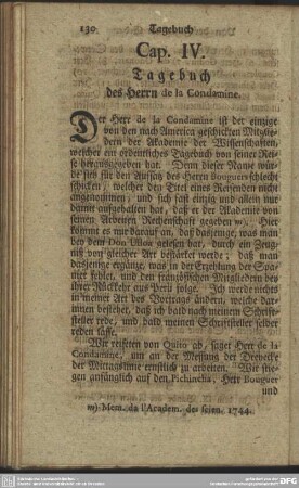 Cap. IV. Tagebuch des Herrn de la Condamine