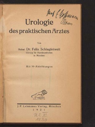 Urologie des praktischen Arztes : mit 39 Abb.