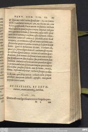 De Oratione, Et Enunciatione, enunciationisq[ue] partibus. Cap. II.