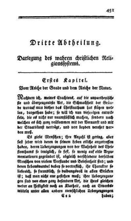 Dritte Abtheilung. Darlegung des wahren christlichen Religionssystems.